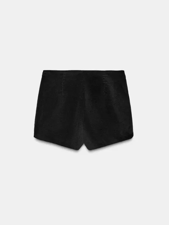 Zara Mini Velvet Shorts Black - Picture 2 of 5